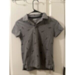 Arizona Jean Co Boys Dinosaur Print Short Sleeve Polo Shirt Size XL 7 Gray